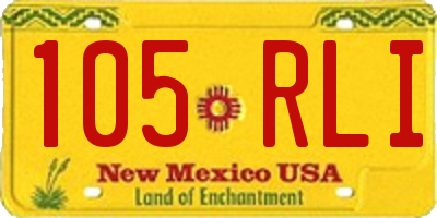 NM license plate 105RLI
