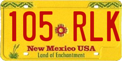 NM license plate 105RLK