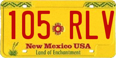 NM license plate 105RLV