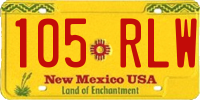 NM license plate 105RLW