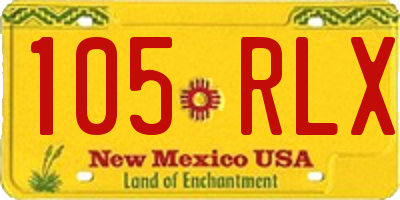 NM license plate 105RLX