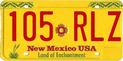NM license plate 105RLZ