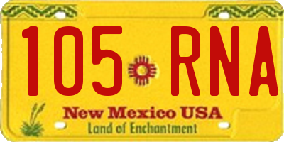 NM license plate 105RNA