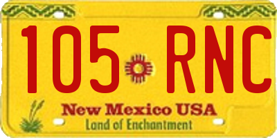 NM license plate 105RNC