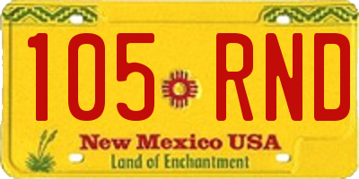 NM license plate 105RND