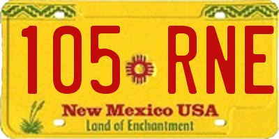 NM license plate 105RNE
