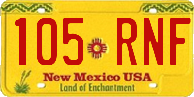 NM license plate 105RNF