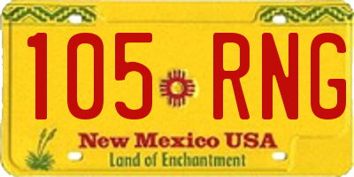 NM license plate 105RNG
