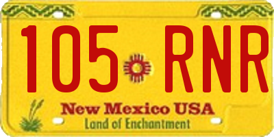 NM license plate 105RNR