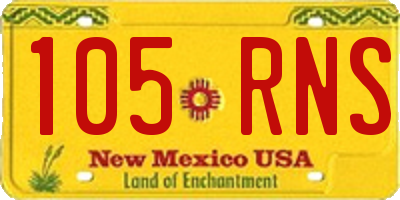 NM license plate 105RNS