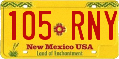 NM license plate 105RNY