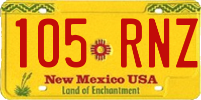 NM license plate 105RNZ