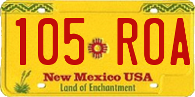 NM license plate 105ROA