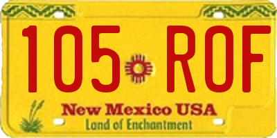 NM license plate 105ROF