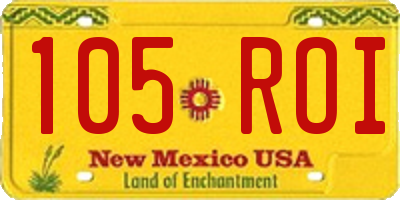 NM license plate 105ROI