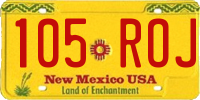 NM license plate 105ROJ