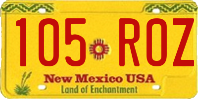 NM license plate 105ROZ