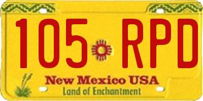 NM license plate 105RPD