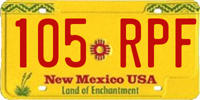 NM license plate 105RPF
