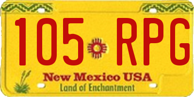 NM license plate 105RPG