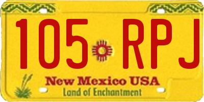 NM license plate 105RPJ