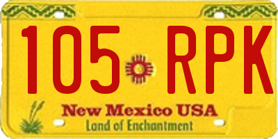 NM license plate 105RPK