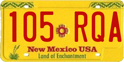 NM license plate 105RQA