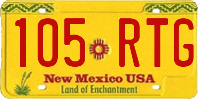 NM license plate 105RTG