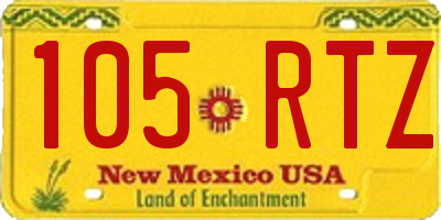 NM license plate 105RTZ