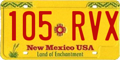 NM license plate 105RVX