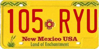 NM license plate 105RYU