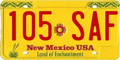 NM license plate 105SAF