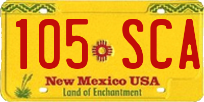 NM license plate 105SCA