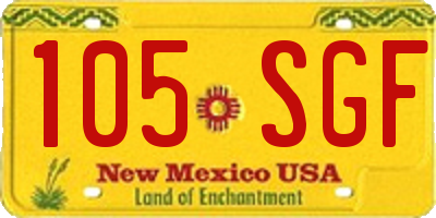 NM license plate 105SGF