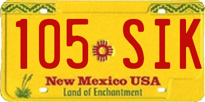 NM license plate 105SIK