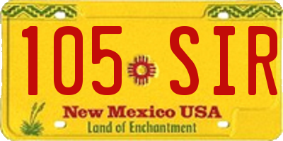NM license plate 105SIR