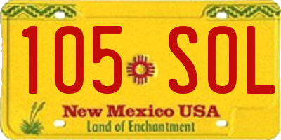 NM license plate 105SOL
