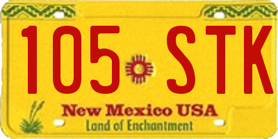 NM license plate 105STK