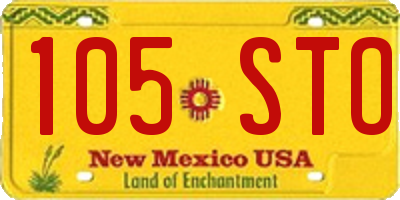 NM license plate 105STO