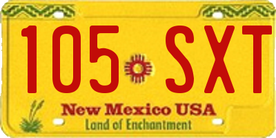 NM license plate 105SXT