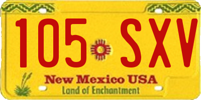 NM license plate 105SXV