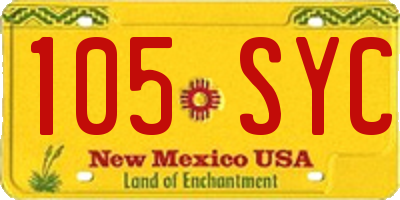 NM license plate 105SYC