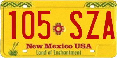 NM license plate 105SZA