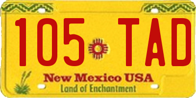 NM license plate 105TAD