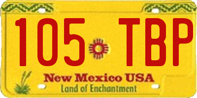 NM license plate 105TBP