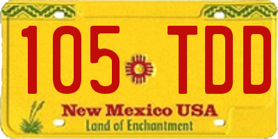 NM license plate 105TDD