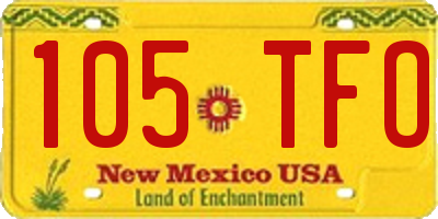 NM license plate 105TFO
