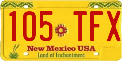 NM license plate 105TFX