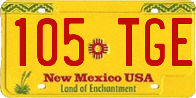 NM license plate 105TGE