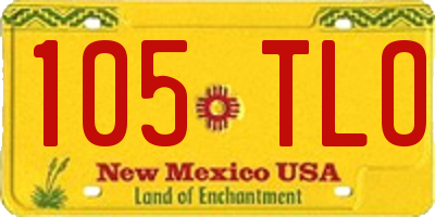 NM license plate 105TLO